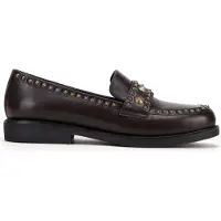 WITTCHEN Dames Leren Loafers met Decoratieve Klinknagels Bruin Natuurlijk Leer