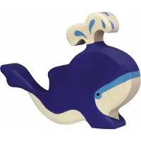 Gollnest & Kiesel Zeedieren - Blauwe Walvis - 20X3X14Cm - Houten Figuur - Handgemaakt