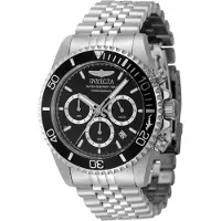 Invicta Pro Diver 48381 Heren Horloge - Quartz Uurwerk - Roestvrij Staal met zwarte Wijzerplaat - 43mm