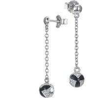 Orphelia 'Sedona' Dames 925 Sterling Zilveren Dangle Oorbellen - Zilver/Zwart ZO-7332