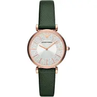 Emporio Armani Gianni T-bar Dames Horloge Groen AR11517
