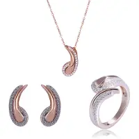 Orphelia 'Tilou' Dames 925 Sterling Zilveren Set: Ketting + Oorbellen + Ring - Roze SET-7441