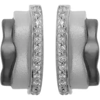 Orphelia Dames 925 Sterling Zilveren Oorstekers - Zilver/Zwart ZO-6042/2