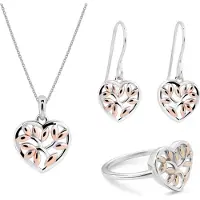 Orphelia 'Afia' Dames 925 Sterling Zilveren Set: Ketting + Oorbellen + Ring - Zilver/Roze SET-7474