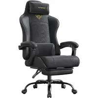 Songmics Ergonomische gamingstoel met vering en voetensteun, Zwart