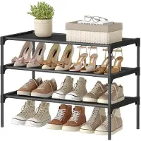 Songmics Schoenenrek met metalen frame, diepzwart / 3 niveaus (62,3B cm)