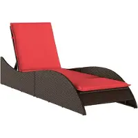 vidaXL Ligbed met kussen, bruin, 60x205x73 cm, polyrotan