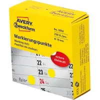 Avery Zweckform Markeringspunten in dispenser 3856 Permanent klevend Geel 19 mm rond 250 Stuks op rol
