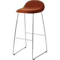 Gubi 3d Barkruk H75 Roestvrij Staal / Special Dedar 133 - Barkrukken Belsuede Orange - 10139411