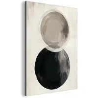 MuchoWow Aluminium schilderij 60x80 cm - Wanddecoratie metaal - Cirkels - Vorm - Beige - Abstract - Metalen muurdecoratie woonkamer - Decoratie industrieel - Foto op dibond - Industriële accessoires slaapkamer