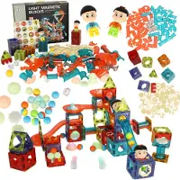 Pricenet magnetische constructiespeelgoed knikkerbaan met lichteffecten