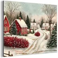 MuchoWow Aluminium schilderij 160x120 cm - Wanddecoratie metaal - Kerstsfeer - Landelijk - Rood - Metalen muurdecoratie woonkamer - Decoratie industrieel - Foto op dibond - Industriële accessoires slaapkamer