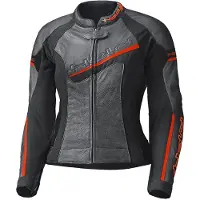 Held Debbie II Geperforeerd Dames Zwart Rood Leren Motorjas Maat 34