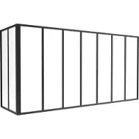 Vente-unique Glazen hoekbinnenraam met industriële stijl in gepoedercoat aluminium - L210 x L60 x H105 - Zwart - BAYVIEW