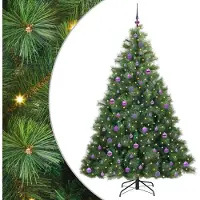 vidaXL Kunstkerstboom met 300 LED met standaard Groen 210 cm PE en PVC