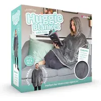 #winning Huggie Deken - Hoodie Deken - Met Buidelzak - Deken met Mouwen en Capuchon - Grijs - 85455