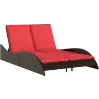 vidaXL Ligbed met kussen, bruin, 114x205x73 cm, polyrotan