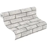 Rasch Serie - Papierbehang - Grijze 3D Steen - Waterbestendig - Eenvoudig Te Lijmen