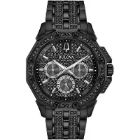 Bulova Crystal Octava Heren Zwarte Horloge 98C134