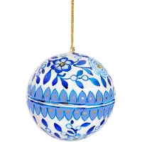 Sass & Belle Blauwe kerstbal met bloemen -