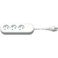 Goobay 3-Way Extension Lead Denmark, 1,5 m, White 1.5 m