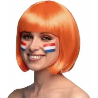 Boland Koningsdag pruik - bobline - oranje - dames - koningsdag - verkleden - boblijn