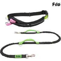 Filo Elastische Hardloopriem Hond Groot - Hondenriem Handsfree voor Wandelen & Hardlopen - Canicross Heupgordel - Hondenlijn Looplijn 2 Meter - Trainingslijn Heupriem Hond - Leiband