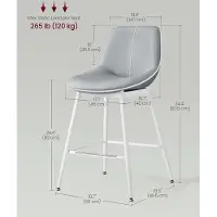 Vasagle 2x barkruk - set van 2 - zithoogte 62 cm hoog - met rugleuning - wit met grijs