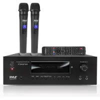 Pyle Karaoke Bluetooth Audioversterker - 1000 Watt- voor Home Theater, 5.2-kanaals Stereo-ontvanger, 2 UHF Microfoons, MP3, USB, HDMI, AM, FM
