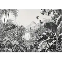 WALLARENA - Fotobehang - 300x210 cm - zwart-witte jungle fotobehang voor slaapkamer en salon van vliesbehang