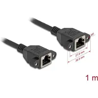 DeLOCK Network Extension Cable S/FTP RJ45 jack to RJ45 jack Cat.6A flat design 1 m black