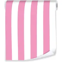 WALLARENA - Behang - Breedte 50 cm - Roze Strepen - Geschikt voor woonkamers, slaapkamers en kinderkamers - 10m