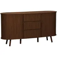 Sweeek Scandinavisch dressoir met 2 schuifdeuren en 3 lades 150cm Walnoot