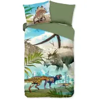 Muller Textil dekbedovertrek Dinoworld - katoen - eenpersoons (140x220 + 60x70 cm)