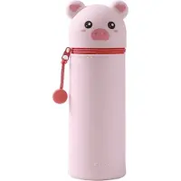 Itotal Pencil Case Silicone "PIGGY" 6x6x21cm 150 gr Zachte siliconen etui voor school, uitbreidbaar met gecontourde vorm