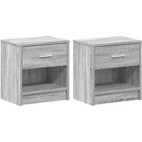 vidaXL Nachtkastjes 2 st met lade 39x28x41 cm grijs sonoma eiken