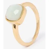 Sissy-Boy Gold plated ring met vierkante steen | Maat: 16