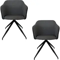 Lina Lex Eetkamerstoelen - Set van 2 - Stof – Grijs - Metalen poten