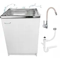 Stamar - Keukenkast 60cm met Wastafel + Wastafelkraan - Keuken meubel - Wit