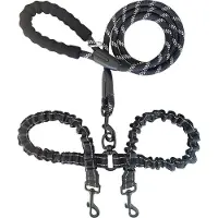 Filo Dubbele Hondenriem Middel/Groot - 360 Graden Roterend - Voor 2 Honden - Elastisch - Duo Hondenlijn - Leiband Hond - Honden Riem