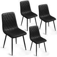 Lina Elisia Eetkamerstoelen - Stoel - Zwart - Set van 4 - Velvet