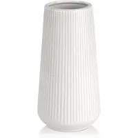 LONGZIMING Witte Keramische Vaas 20 cm – Handgemaakte Decoratieve Bloemenvaas met Minimalistisch Design voor Tafel, Woonkamer en Kantoor – Stevig, Duurzaam en Elegant Cadeau