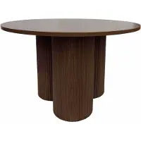 Oviala - Moderne ronde eettafel 120 cm donker houtlook - Maggy
