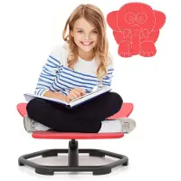 Costway Sensorische draaistoel voor kinderen, 360° kinderdraaistoel, carrousel, autisme, kinderstoel met antislip metalen basis, carrouselstoel voor binnen voor peuters vanaf 3 jaar, rood, olifant