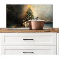KitchenYeah Spatscherm keuken 80x40 cm - Kookplaat achterwand Kerstboom - Cadeaus - Goud - Muurbeschermer - Spatwand fornuis - Hoogwaardig aluminium