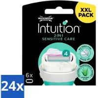 Wilkinson 24 x Wilkinson Intuition - Navulmesjes - 2 in 1 Sensitive Care - Voor Gevoelige Huid - 6 mesjes - Scheermesjes - Gevoelige Huid - Wilkinson Intuition - Scheermesjes Navulling - Scheermesjes 2 In 1