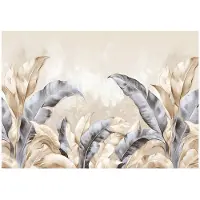 WALLARENA - Fotobehang - 350x250 cm - Beige bladeren beton design voor slaapkamer in woonkamer, vliesbehang