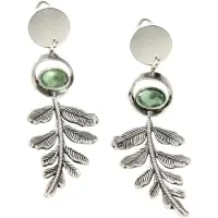 Charme Bijoux Clip oorbellen -groen -takje -zilverkleur- Geen gaatje-
