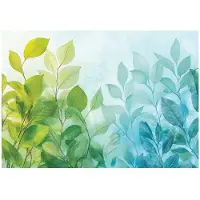 WALLARENA - Fotobehang - 400x280 cm - Fototapete met bladeren in groen en blauw voor slaapkamer en salon, vliesbehang