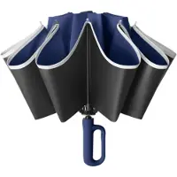 LONGZIMING -Omgekeerde Re Paraplu Marineblauw met Karabijnhaak – Winddicht & Waterdicht – Automatisch Open/Dicht – UV-bescherming UPF 50+